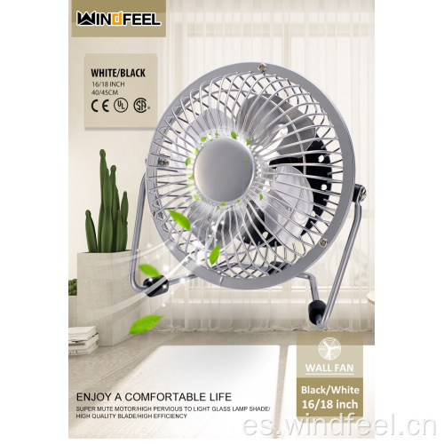 Ventiladores de mano de bebé para ordenador portátil de 4 pulgadas con cuerpo metálico cromado plateado para oficina y exterior Ventilador de escritorio electrónico Mini ventilador USB portátil